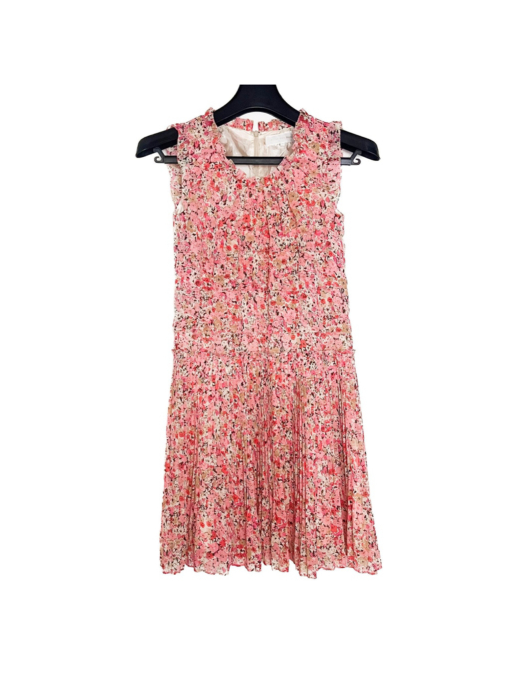 Olive Des Olive Pink Floral Pleated Dress Sleeveless Romantic Cottagecore Sz S